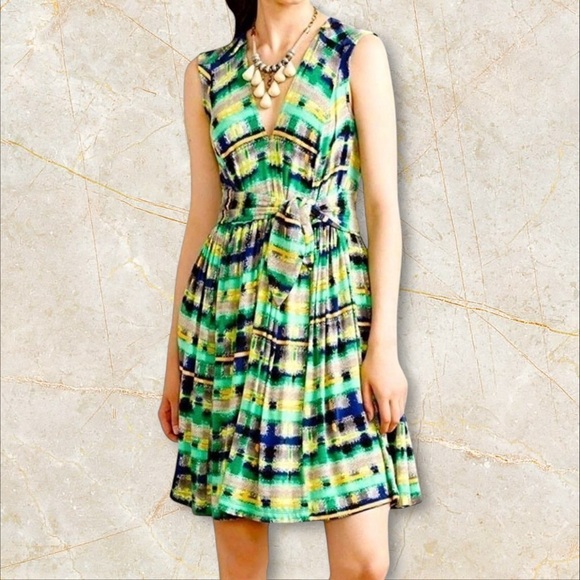 NWT Plenty by Tracy Reese Anthropologie ‘Joanne’ Dress in “Hazy Grid” Size Small - Picture 1 of 16